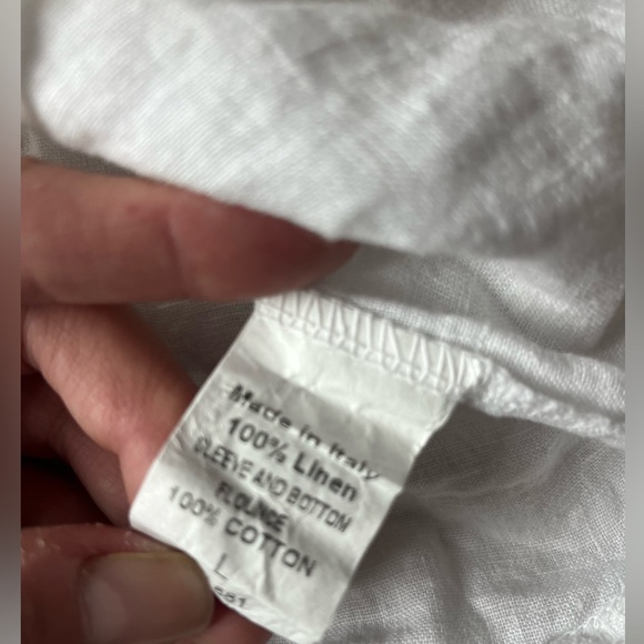 TERZO MILLENNIO WHITE OFF THE SHOULDER LINEN BLOUSE SIZE LARGE SUSTAINABLE - Picture 7 of 9